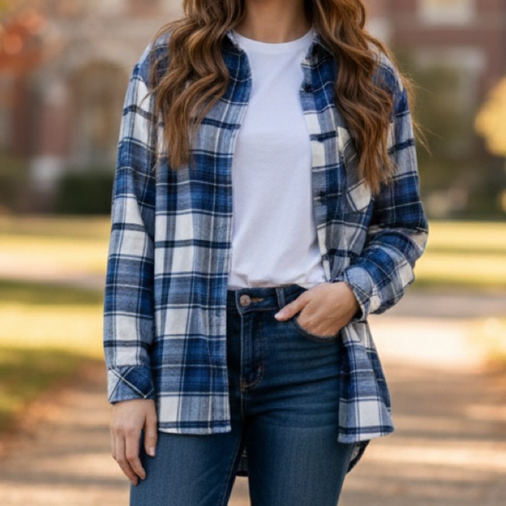 Rails‎ Navy and White Plaid Shirt